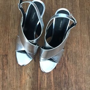 F21 Silver cross strap sandals